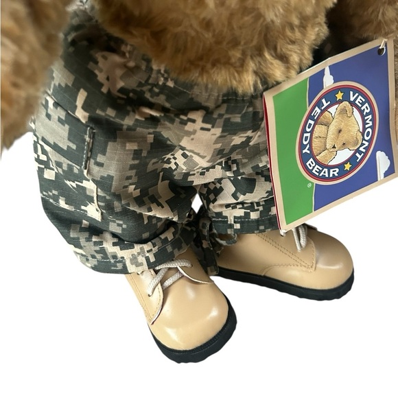 Vtg Vermont Teddy Bear handmade 18" military boots hat pants tags HTF soldier - Picture 3 of 14